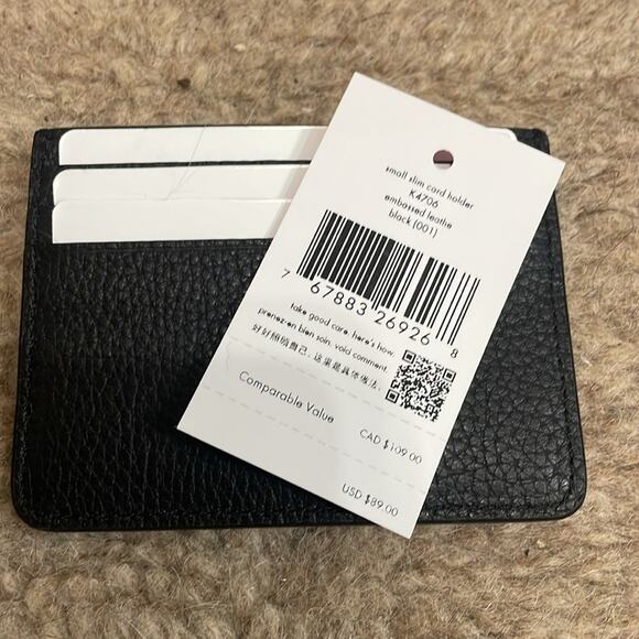 Kate Spade Leather Card Holder Black Glitter On New Credit Card Holder - Picture 4 of 5